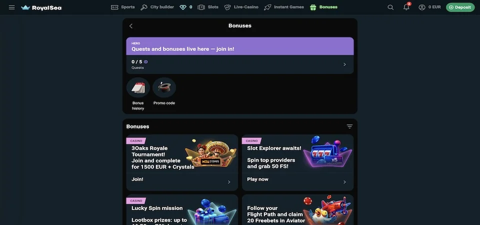 Royalsea Casino fiókprofil – bónuszállapot, verifikációs folyamat és egyenleg áttekintése